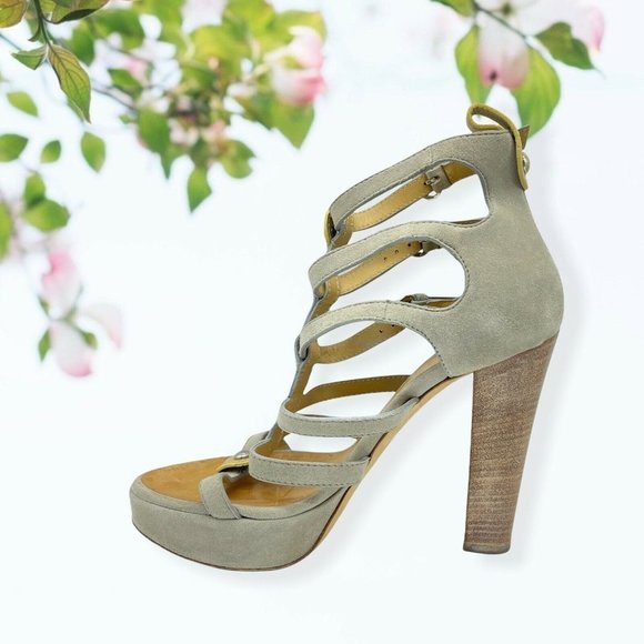 GIUSEPPE ZANOTTI Beige Suede GLADIATOR Platforms - Picture 2 of 9